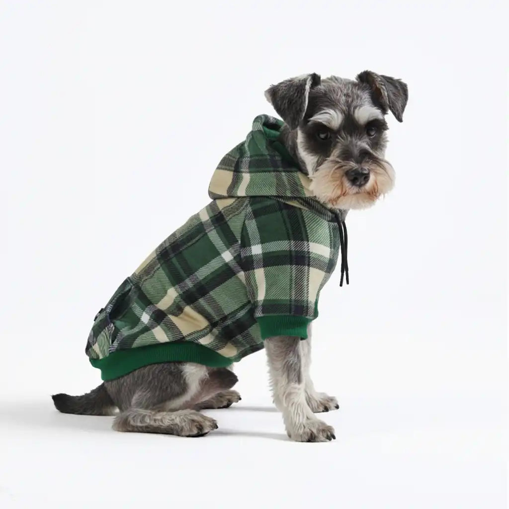 Green Plaid Dog Hoodie