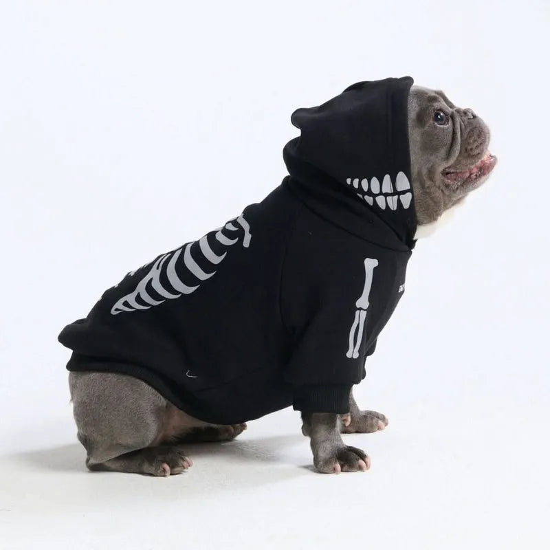 Halloween Dog Hoodie - Reflective Skeleton