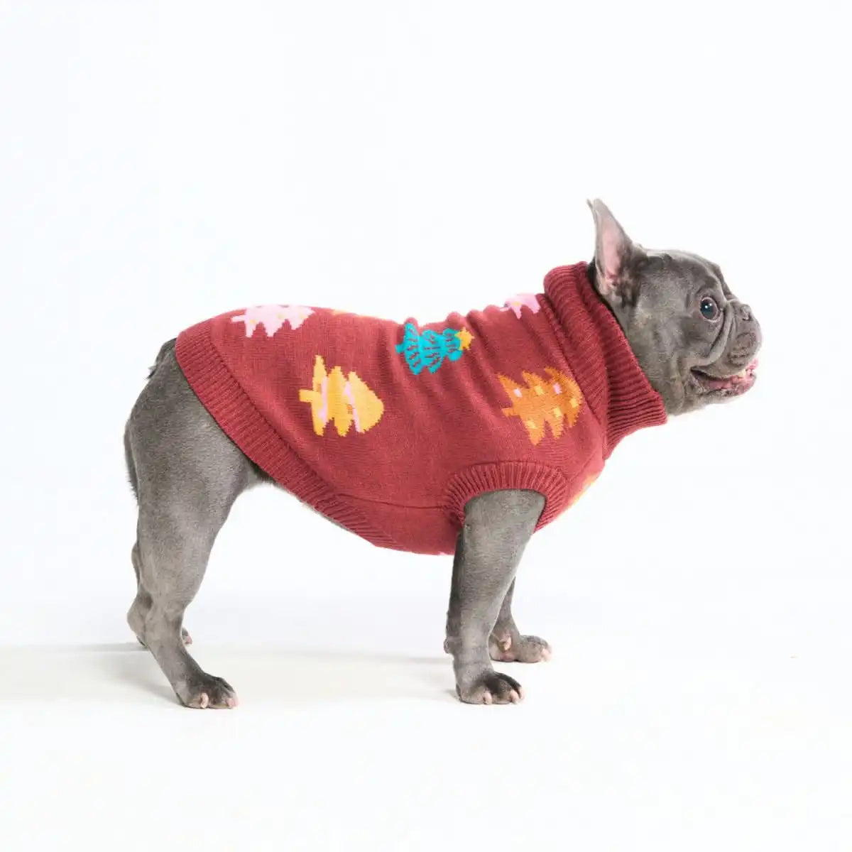 Christmas Knit Dog Sweater - Candy Trees Chestnut